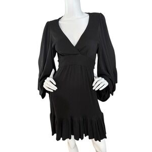 Betsey Johnson New York Black Dress Sz 4 Bell Sleeve Tiered Whimsigoth